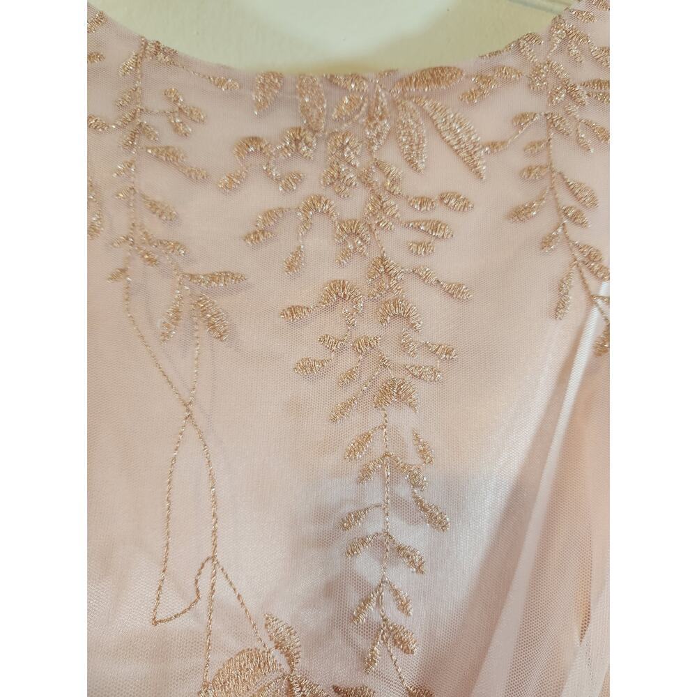Tahari Arthur S. Levine ASL dress sz 14 pink metallic embroider sheer lined - Picture 7 of 16